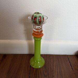 Vintage Glass Candle Holder 9”